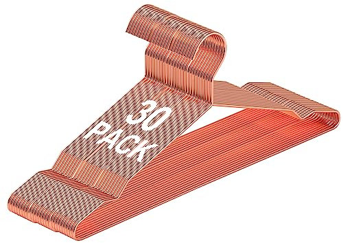SPECILITE Metall-Kleiderbügel 30 Stück für Mäntel, Hemden, Anzüge, Hosen, robust Starke Drahtbügel, platzsparende, Roségold