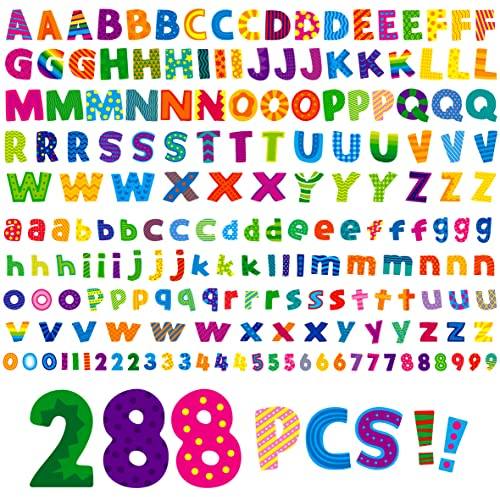 288 Alphabet Set, Bulletin Board Letters einschließlich 78pcs Großbuchstaben, 78pcs Kleinbuchstaben, 30pcs 0-9 Zahlen & Interpunktion, Chalkboard Klassenzimmer Buchstaben für Haus Schule Dekoration