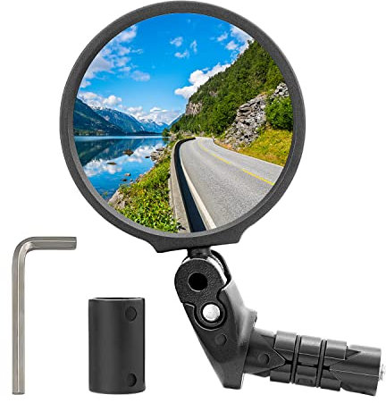 Arkham Bike Mirrors for Handlebars, HD 360° Rotating Bar End Bicycle Mirror, Bicycle Rear View Mirrors, Handlebars Mirror For Electric Bikes, Mountain Road Bike Cycling (1 Piece)