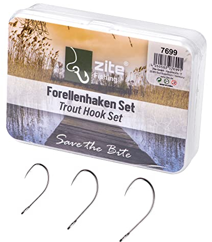Zite Fishing Forellenhaken Spoon Haken Set 30 Stück 3 Größen in Box - Forellenangeln - Angel-Zubehör