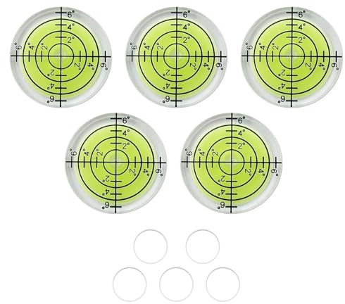 5 PCS Ø 32 mm di Diametro Mini Livelle a Bolla D'aria, Livella Tascabile di Precisione Con 5 Nastro Biadesivo, Piccola Livella a Bolla D'aria, Mini Livella a Bolla