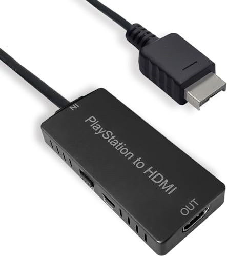 KUSTOMAZING HD Link HDMI Cable for PlayStation 2 & for PlayStation 1 Console, for PS1/PS2 to HDMI Adapter Improved Video Quality, HD Converter with 4:3/16:9 Switch HDCABLEPS2-02