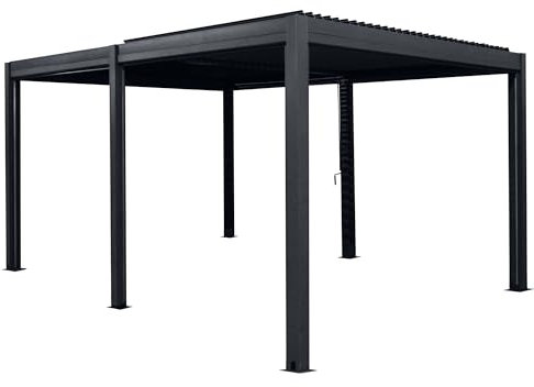 Lamellen Pergola Bioclimatic Aluminium | Pavillon verstellbares Lamellendach 4x3m wasserdicht | freistehend anthrazit pulverbeschichtet