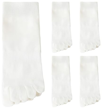 Daelesr 5 Paia Calzini con Dita Separate Donna, Calzini Sportivi Donna 35-42, Calze Cinque Dita Cotone Traspirante, Calzini da Yoga Antiscivolo (IT, Numero, 35, 42, Regular, Regular, 5 Bianco)