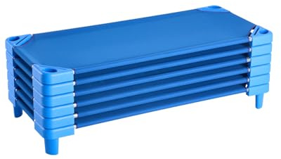 VEVOR Lit de Sieste empilable pour Enfant, 6 pcs, lit de Couchage Portable pour Tout-Petits, 130 x 57 cm, lit de garderie pour Enfants, pour Salle de Classe préscolaire, pour Dormir, se Reposer, Bleu