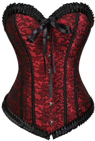 Kelvry Corset Tops for Women, Satin Bustier Shapewear Lingerie, Lace up Waist Cincher Boned Basque Bodysuit