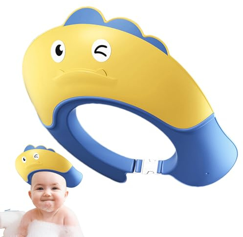 Gorro de champú para bebé, visera de baño ajustable con de dinosaurio, tapas de champú para ojos y oídos para protección de ojos y oídos para niños a partir de 6 meses