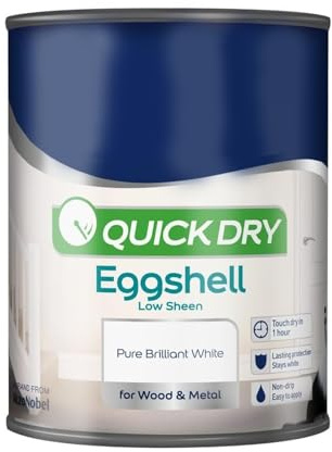 UHR Eggshell Paint, Pure Brilliant White, Long Lasting Protection, Quick Drying, Non Cracking, Ideal For Use On Walls, Wood, And Metal, Easy To Apply, 2.5L