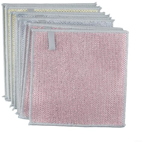 Besttoolifes Trapo para lavar platos de alambre plateado, paño de limpieza de doble cara para cocina, ollas y electrodomésticos, reutilizable y duradero, 20 x 20 cm (10 unidades)