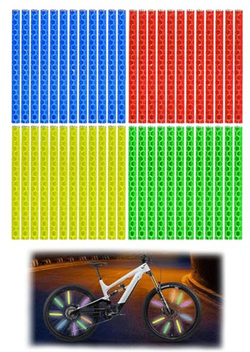 YIPFEN 48 Piezas Reflectores de Radios para Bicicleta Carretera Visibilidad 360° Reflectores para Ruedas de Radios Universales (75mm) (Multicolor)