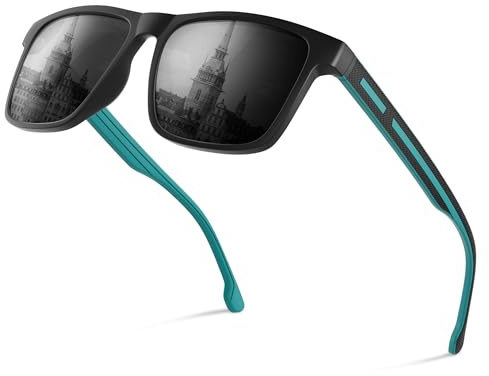 Wrimen Gafas de sol polarizadas para hombre y mujer, gafas de sol clásicas, retro-UV400, protección rectangular para golf, conducción, pesca, viajes y deportes al aire libre, 6 verdes.