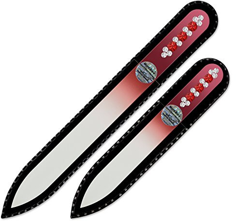 Mont Bleu Lima de Uñas de Cristal decoradas con cristales de Swarovski®, conjunto de 2, vidrio templado checo auténtico, Garantía de por vida | Fabricado a mano en la República Checa