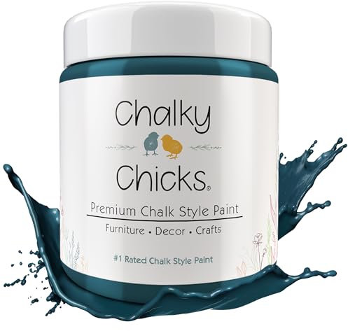 Chalky Chicks Chalk Paint - Chalk Paint for Furniture, Craft Paint, Cabinet Paint, Wood Paint, and Furniture Paint, Spray Paint-Ready for Home Decor - Twilight (Teal Blue) 16 Fl Oz (Pack of 1)