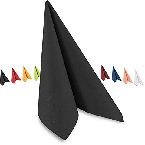 Tafel-Servietten, 3-lagig, 33 x 33 cm, Inhalt 250 St., in unterschiedliche Farben, jeweils abgestimmt auf Einrichtung & Dekoration, für Gastronomie & Zuhause, schwarz