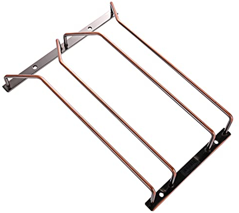 Dianoo - Portabicchieri da vino in bronzo, 27,5 cm, con supporto per bicchieri da vino, 2 file