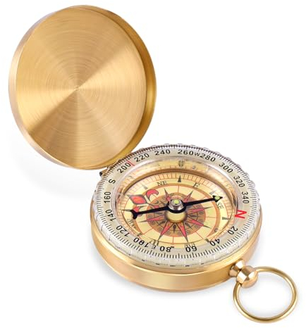 PAYFULLY Kompass Outdoor Messing, Portable Wasserdicht Kompass, Taschenkompass mit Fluoreszenz und Navigationstools für Outdoor Aktivitäten wie Camping Wandern auch