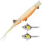 Senshu Pelaga Shad + Head Set - Vertikalköder für Großfisch - Realistisches Design, Natürliches Schwimmverhalten - Inkl. Jigkopf mit 3D-Augen (Hot Olive, 24cm - 46g)