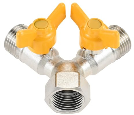 DRELD Vanne de commutation, G 1/2 (20 mm) en Y, répartiteur en Y, 2 distributeurs, raccord d'eau avec robinets d'arrêt indépendants pour pommeau de douche, lave-linge, tuyau d'arrosage