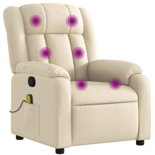 vidaXL Massagefåtölj krämfärgad tyg