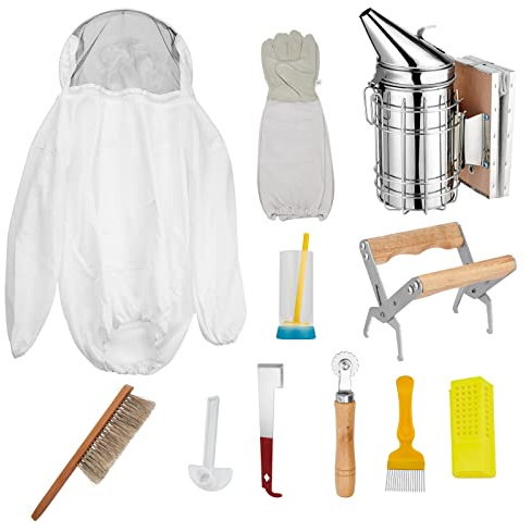 XJZHANG 11 Piece Set Beekeeping Fencing Veil Suit,Jacket Beekeeping Suit Suitable for Beginner and Commercial Beekeepers - Total Protection for Beekeepers
