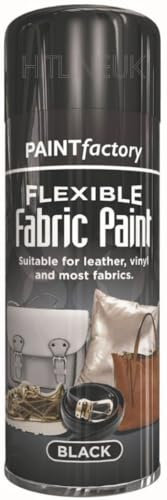 HitlineUK Black Flexible Fabric Spray Paint 200ml Aerosol Can Ideal For Leather Art Vinyl Fabric & Crafts Quick Drying Spray