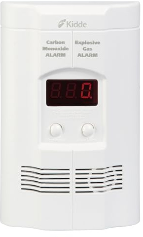 Kidde Carbon Monoxide + Explosive Gas, Natural Gas & Propane Alarm, Plug-in with 9V Battery Backup, Digital Display, 85 dB Alarm, LED Status Indicators, 3rd Edition