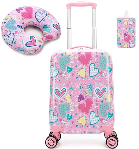 HTgroce Valise Enfants Rigide en ABS de Voyage pour Enfants- 4 Roues - Poignée Extensible, Valise Trolley