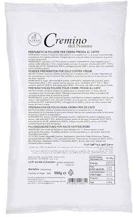 ALMAR - Cremino del Nonno, Crema Caffè Fredda Granitore, Preparazione con Acqua, Dessert Estivo Cremoso, Perfetto per Bar e Locali, Senza Glutine, Made in Italy, Offerta Risparmio, 5 Buste da 550g