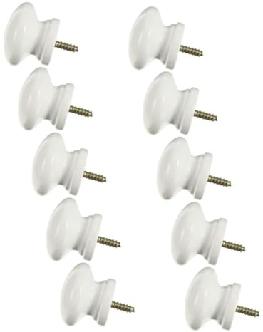 BUGUUYO Pomelli Rotondi Maniglie Circolari 10 Pezzi in Legno Bianco Foro Singolo Facile Installazione e Resistenza All'umidità per Cassettiera e Armadietto per Cucine e Bagni