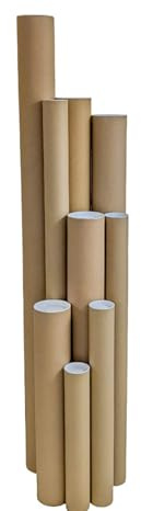 Packaging Now 25 x A2 450mm x 76mm 1.5mm Premium Cardboard Postal Tubes with End Caps for Mailing & Storage - Ideal for Posters, Maps, Blueprints, Artwork & Large Documents