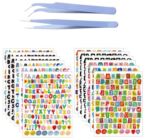 YAZWUR 1.554 Pezzi Mini Adesivi in Vinile con Lettere e Numeri Autoadesivi, Ideali per Caselle Postali, Segnaletica, Numeri Civici, Scrapbooking Fai-da-Te, Arte Decorativa