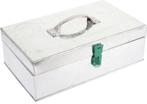Angoily Boîte à Outils en Tôle de Fer 28x16x9 Cm Verrouillage, Boîte Antirouille Multifonctionnelle pour Rangement Maison, Coffre Portable Sécurisé pour Outils et Couleur