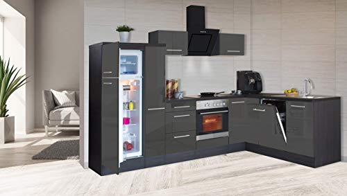 respekta Küche Küchenzeile Winkelküche Eiche Grau Amanda 290 x 200 cm Premium