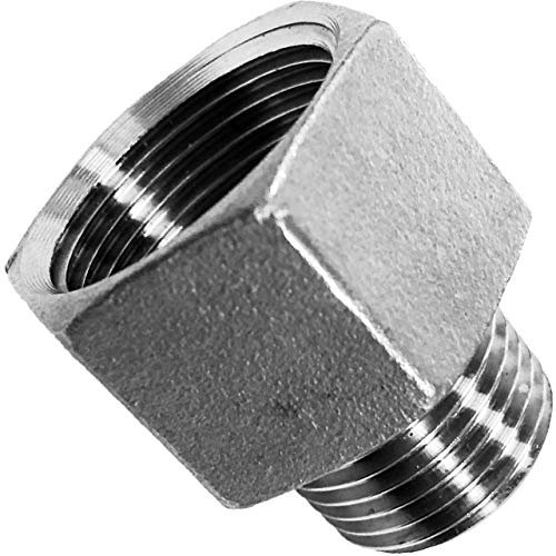 MegaHaustechnik Muffen Nippel aus V4A Edelstahl Innengewinde IG 3/8 x 1/4 Zoll Außengewinde AG reduziert Gewinde Fitting Trinkwasser Reduzierung Verbinder Verschraubung Kupplung Rohr Adapter