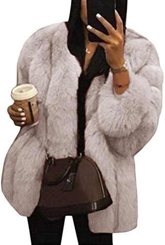 Onsoyours Cappotto in Pelliccia Sintetica Donna Morbido Giacca in Peluche Trench Tinta Unita Caldo Invernale Coat Outerwear A Bianco XS