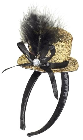 W WIDMANN MILANO Party Fashion - Diadema con mini sombrero de copa, mini sombrero con lazo, accesorio para disfraces