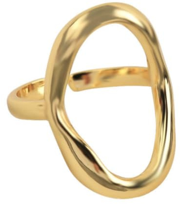 HCMA Anillo geométrico minimalista irregular hueco elipse oro color plata para mujeres anillos abiertos