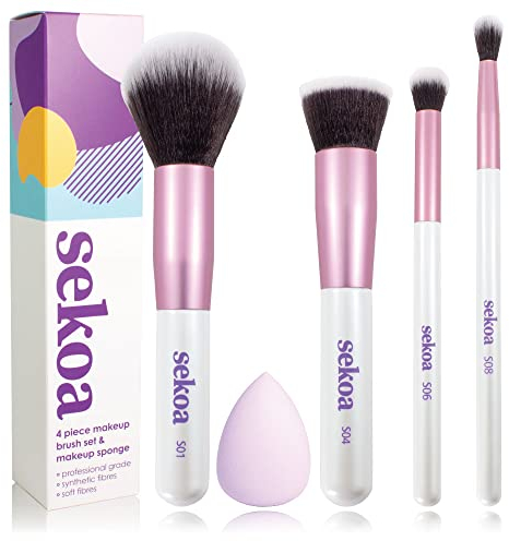 Make up Pinsel Set & Beauty Make up Schwamm, Komplettset mit essentiellen Make up Pinsel