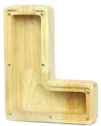 LEcylankEr Spardose Kinder Personalisierte A-Z Alphabet Sparbüchse Holz Spardose Dekoration Kreative groß Sparschwein als Geschenke für Geburtstag, Weihnachten und Thanksgiving (L)
