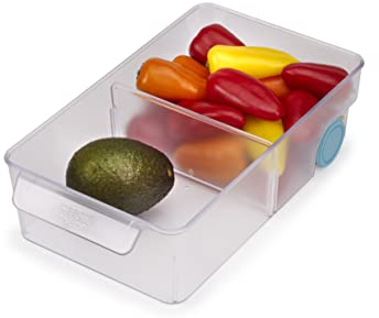 Joseph Joseph FridgeStore - Organisateur de tiroirs de rangement pour réfrigérateur avec poignée et roues pour un accès facile, convient aux réfrigérateurs standard, sans BPA, Large