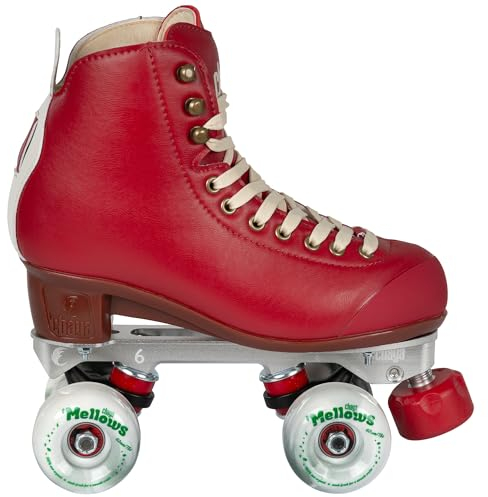 Chaya Rollschuhe Melrose Premium Berry Red - Roller Skates für Damen und Herren im Retro-Look für Roller-Disco - Roll-Schuhe in Rot
