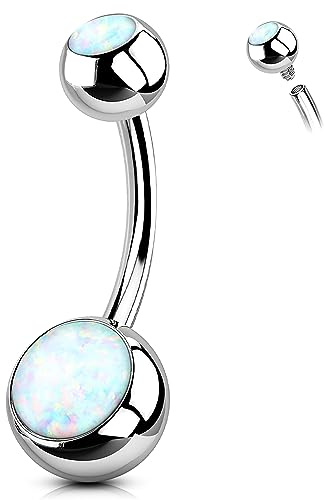Melighting G23 - Piercing para ombligo de titanio de 14 G, ópalo con rosca interna, anillo de ombligo de 10 mm/12 mm/14 mm/16 mm, piercing para ombligo, joyería para mujeres y niñas, 10mm, 12mm, 14mm