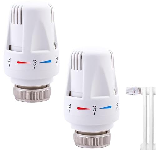 Aicharynic Testina termostatica, 2 valvole per radiatore M30 x 1,5, termostato per radiatore, con posizione antigelo, termostato per termosifone, termostato per ufficio, casa