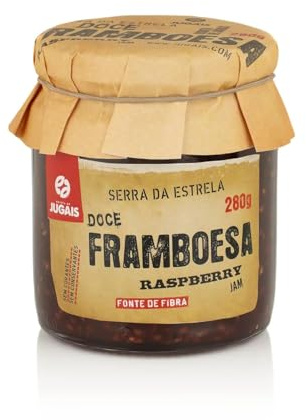 Mermelada de Frambuesas - Frasco de 280g - Proporciona una Dosis Extra de Energía - Ideal para Postres y Desayunos - Sin Colorantes ni Conservantes - Producto Gourmet de Origen Portugués