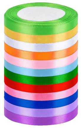 VIVIIHOO Satinband Schleifenband Geschenkband 12 Farben, 10mm x 22m, Polyester Seidenband Stoffband Set für Hochzeit Dekoration, Basteln, Geschenk Verpacken
