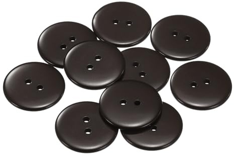 QUARKZMAN 10pz Bottoni da Cucire 1(25mm) 2 Fori Bottoni di Ricambio in Resina Rotondi per Abbigliamento Fai Da Te Decorazioni Artigianali, Marrone Scuro