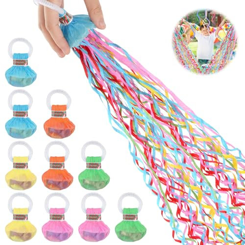 10 Stück Luftschlangen Geburtstag, Luftschlangen Hochzeit, Werfen Luftschlangen Kanone, Luftschlangen Bomben, Konfetti Luftschlangen für Party Aufführungen Fotografie