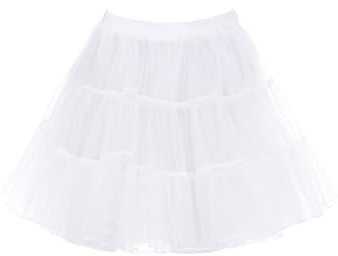 Wikoan Women's Petticoat 50s Vintage Petticoats Skirt A-line Underskirt Rockabilly Tutu Skirt,White,M