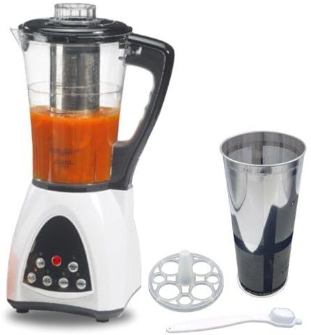 MULTI ROBOT Sopera Eléctrica - 6 Programas, Función 2 en 1: Batidora Vaso y Máquina Hacer Sopas y cremas, Mantiene Calor, hierve, bate, mezcla, tritura, 1,7L (Soup Maker + Accesories)