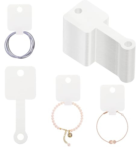 Price Tags, 100 Pcs Price Labels Self Adhesive Jewellery Packaging Cards Handmade Paper Tags White Jewellery Display Cards Bracelet Packaging Card for Selling